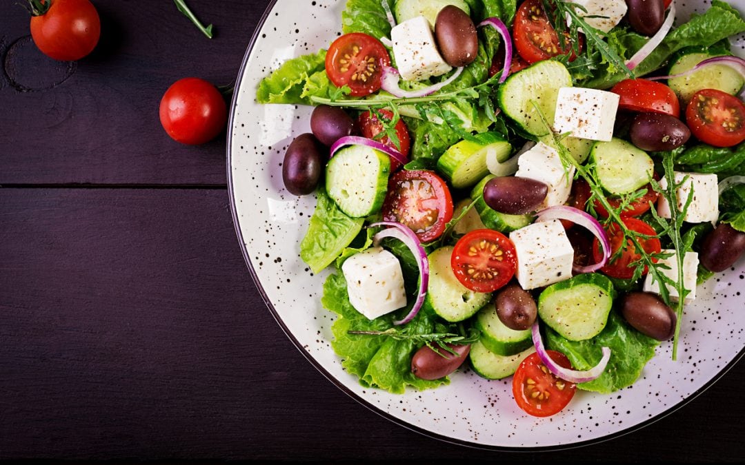 Colorful salad with a variety of vegetables.