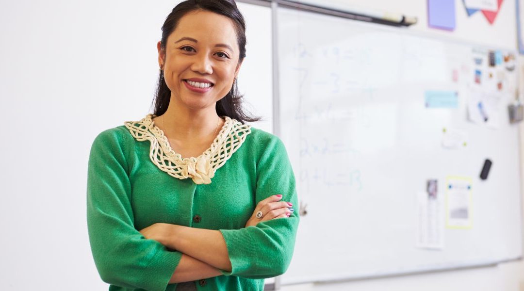 Young teacher smiling